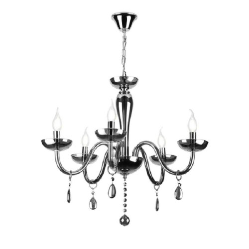 Люстра потолочная пятирожковая Rivoli Хрусталь Fumono P5 CR Е14 Черный хром фото Люстра потолочная пятирожковая Rivoli Хрусталь Fumono P5 CR Е14 Черный хром картинка